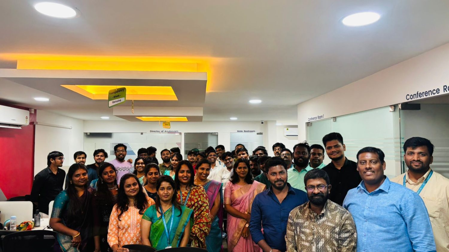The team together in the office during Transparency Week
